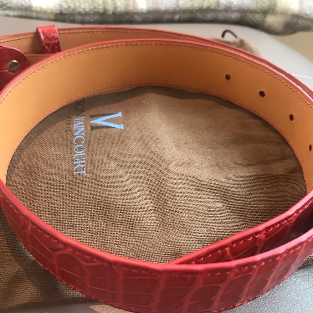 Madison Vaincourt genuine crocodile red belt 75 - Picture 11 of 12